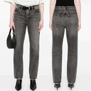 Agolde Valen Jeans Mid Rise Straight Leg Spirit Black Size 30